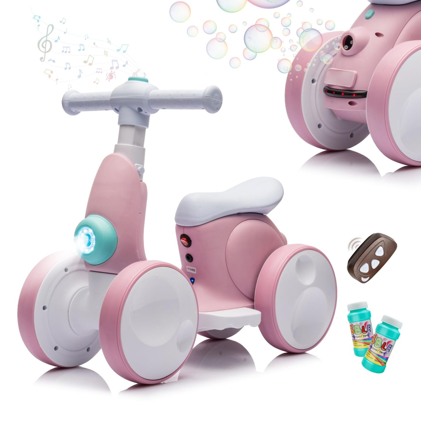 Electric Baby Balance Bike with Bubble Machine,4 in 1 Toddler Balance Bike 