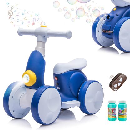Electric Baby Balance Bike with Bubble Machine,4 in 1 Toddler Balance Bike 