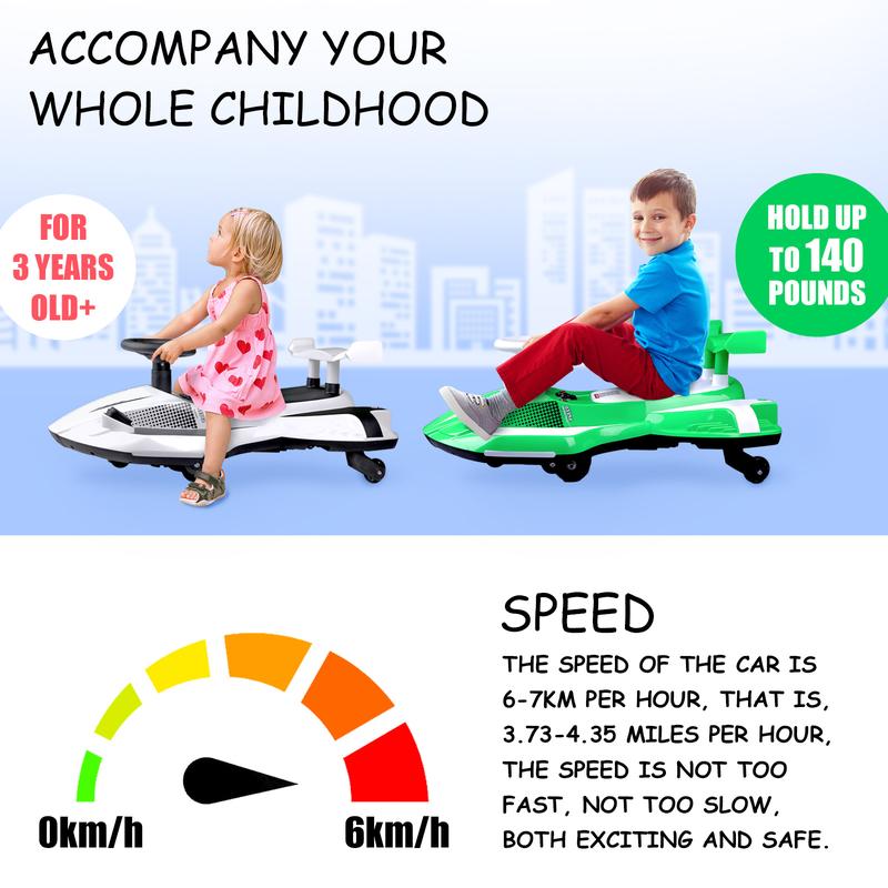 【Akeleo】12V Electric Wiggle Car with Pedal, 2 in 1 Wiggle Car Ride On Toys for Kids Ages 3 and Up, Anti-Rollover Flashing Wheels, Bluetooth, Music2,Halloween&Christmas gifts,Devil Drift Car