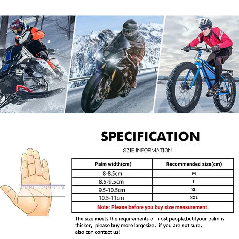 Winter Motorcycle Gloves Waterproof Windproof Touch Screen Men Women