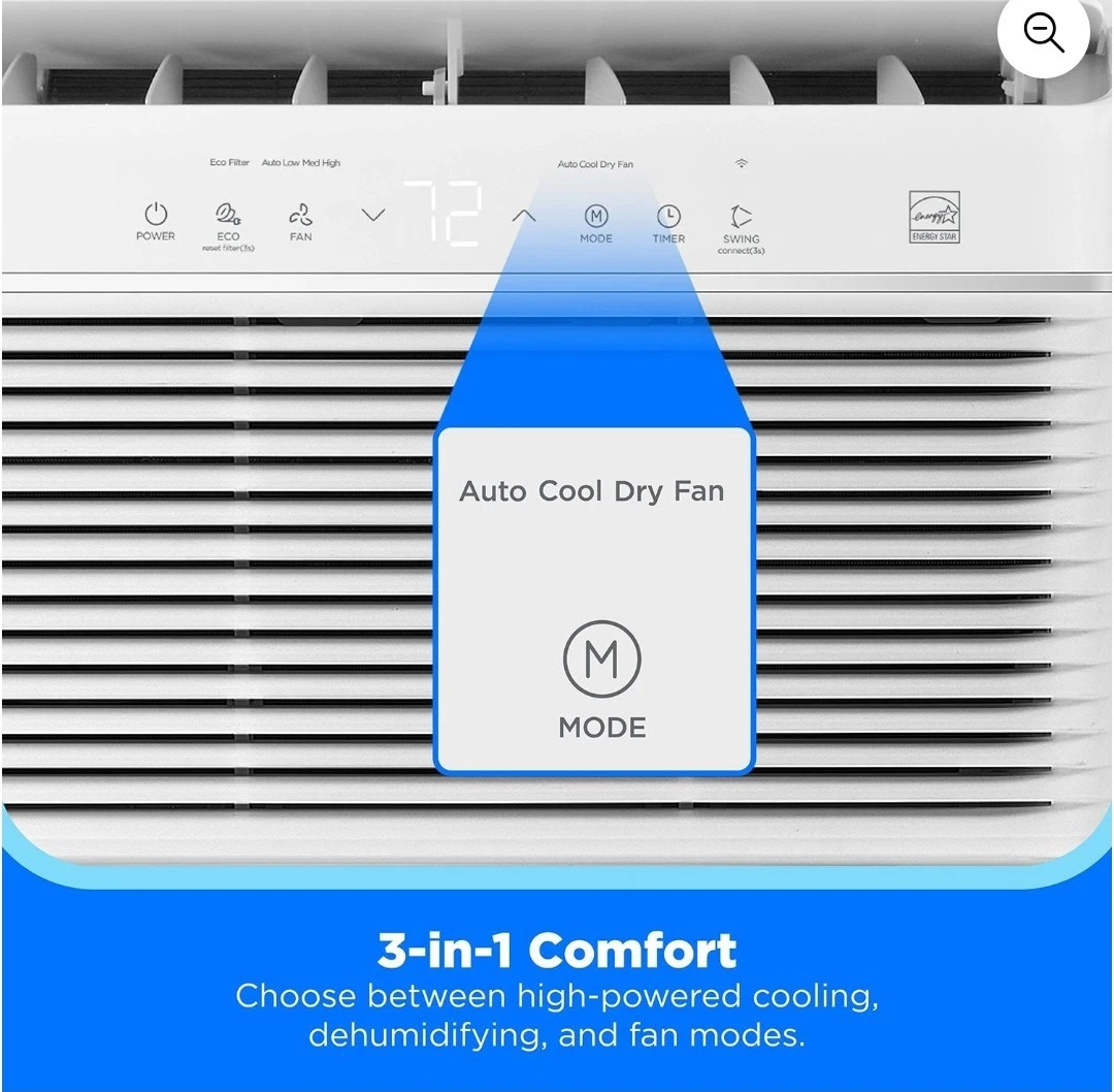 12,000 BTU Smart Inverter Window AC, Cools up to 550 Sq