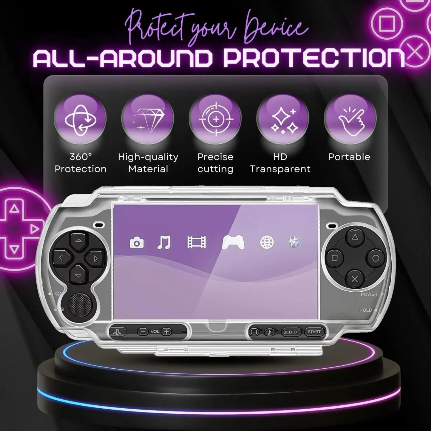 Clear Hard Case for PSP 2000/3000 Full Cover Protector