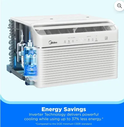 12,000 BTU Smart Inverter Window AC, Cools up to 550 Sq