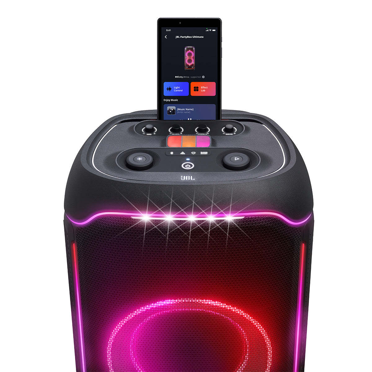 JBL PartyBox Ultimate Waterproof Wi-Fi Party Speaker with Dolby Atmos, Instrument Inputs, & Lighting Effects
