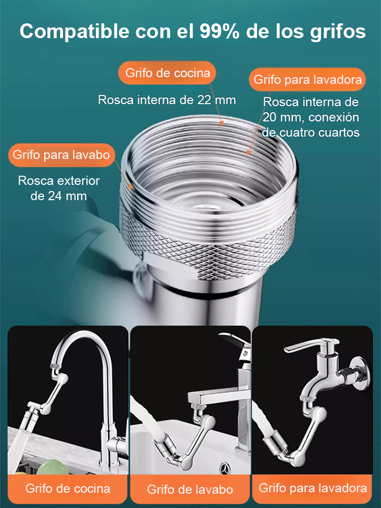 【Grifo multifuncional a prueba de salpicaduras con brazo mecánico extensible y giratorio】