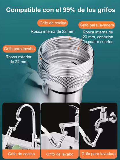 【Grifo multifuncional a prueba de salpicaduras con brazo mecánico extensible y giratorio】