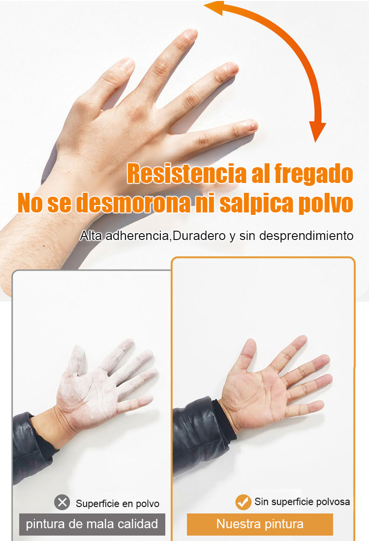 Pintura reparadora para paredes con botella naranja y rodillo