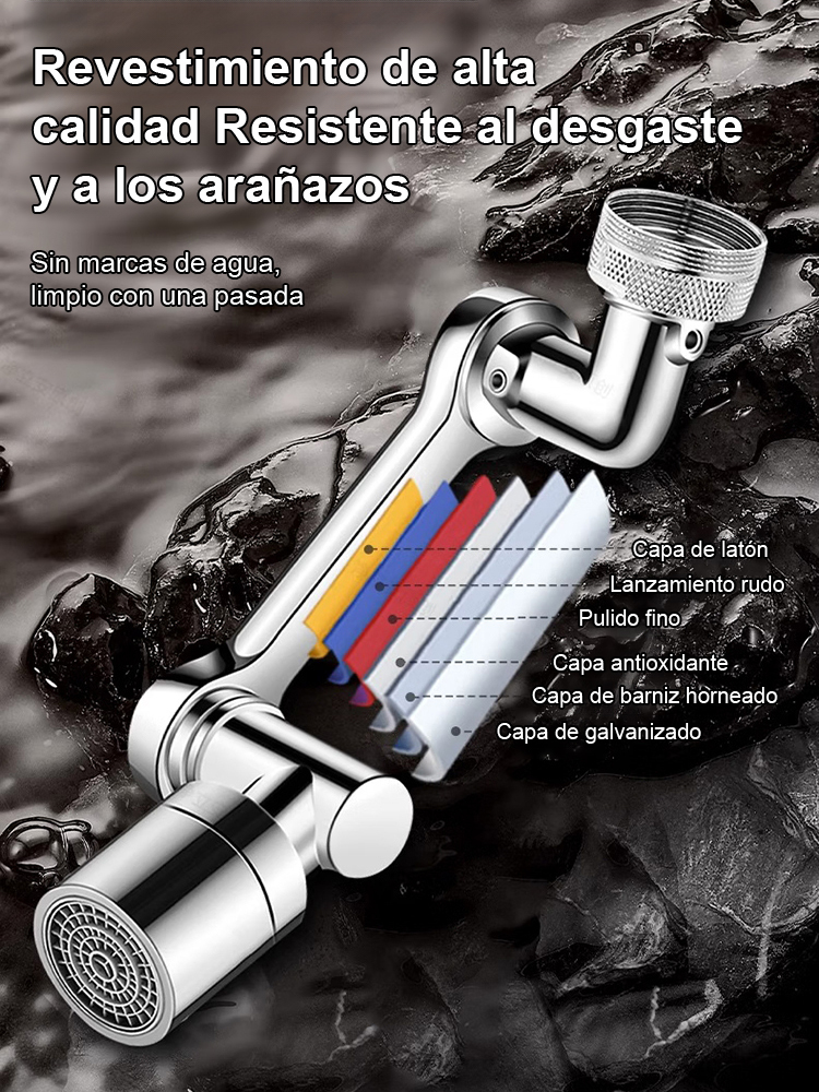 【Grifo multifuncional a prueba de salpicaduras con brazo mecánico extensible y giratorio】