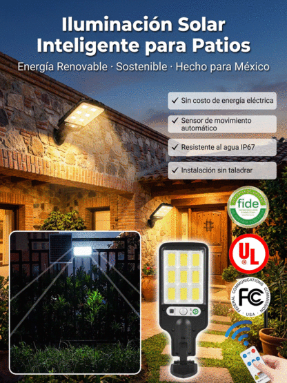Lámpara solar de iluminación, lámpara de patio exterior, lámpara de carretera con sensor de movimien