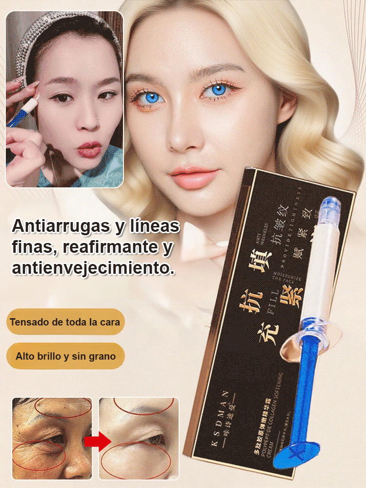 【Arrugas Desvanecidas】Crema de Colágeno Rellenadora con Péptidos en Jeringa