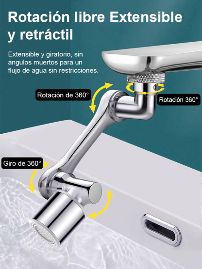 【Grifo multifuncional a prueba de salpicaduras con brazo mecánico extensible y giratorio】