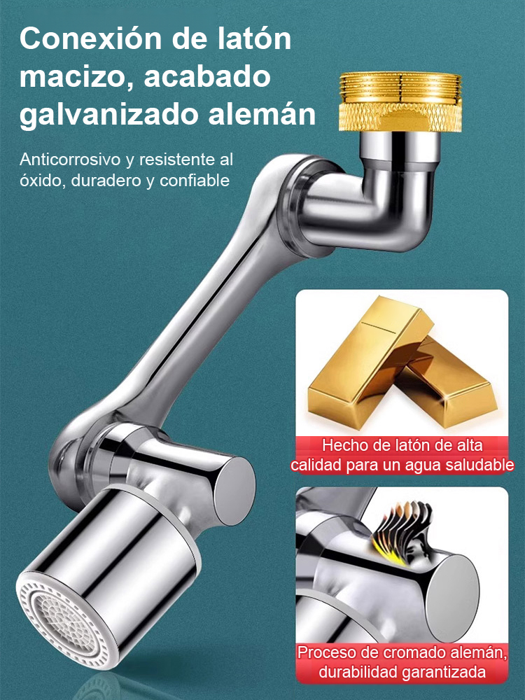 【Grifo multifuncional a prueba de salpicaduras con brazo mecánico extensible y giratorio】