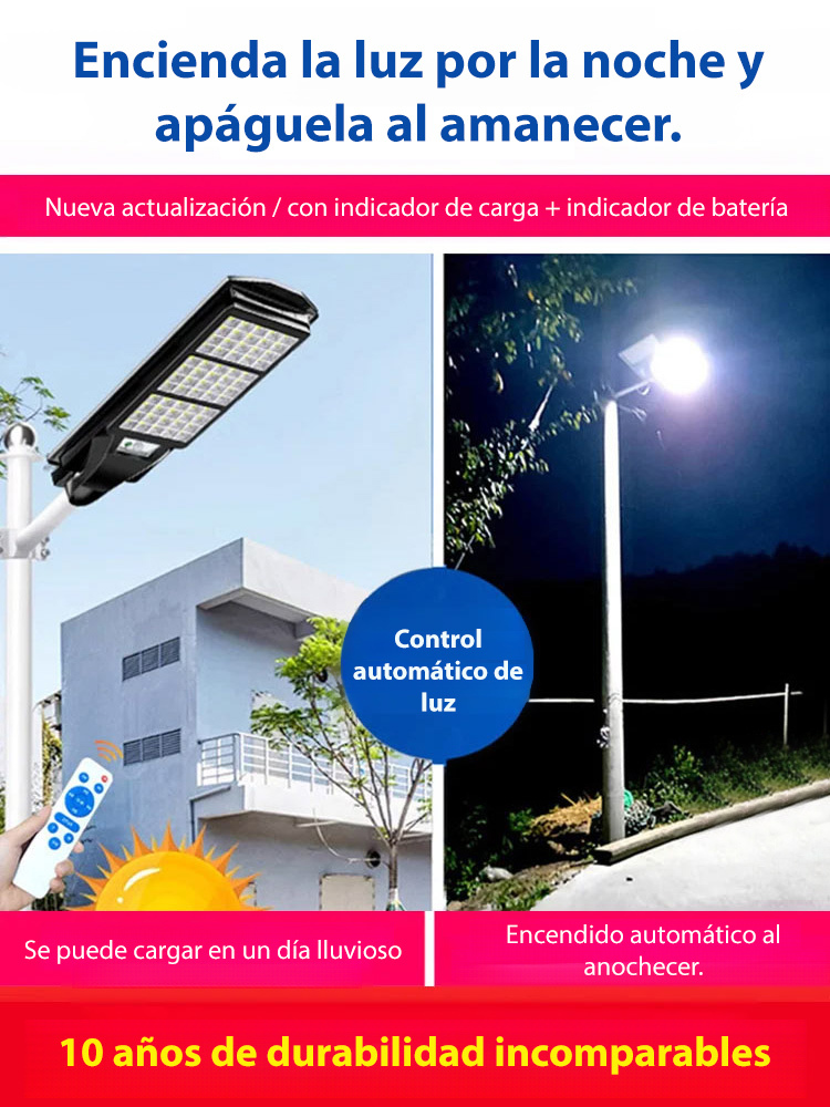 Lámpara solar de iluminación, lámpara de patio exterior, lámpara de carretera con sensor de movimien