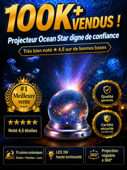 Topacme™ Lampe de projection holographique 5D Océan & Galaxie. En 1 seconde, métamorphosez n'importe quel espace banal en un univers sous-marin de rêve !