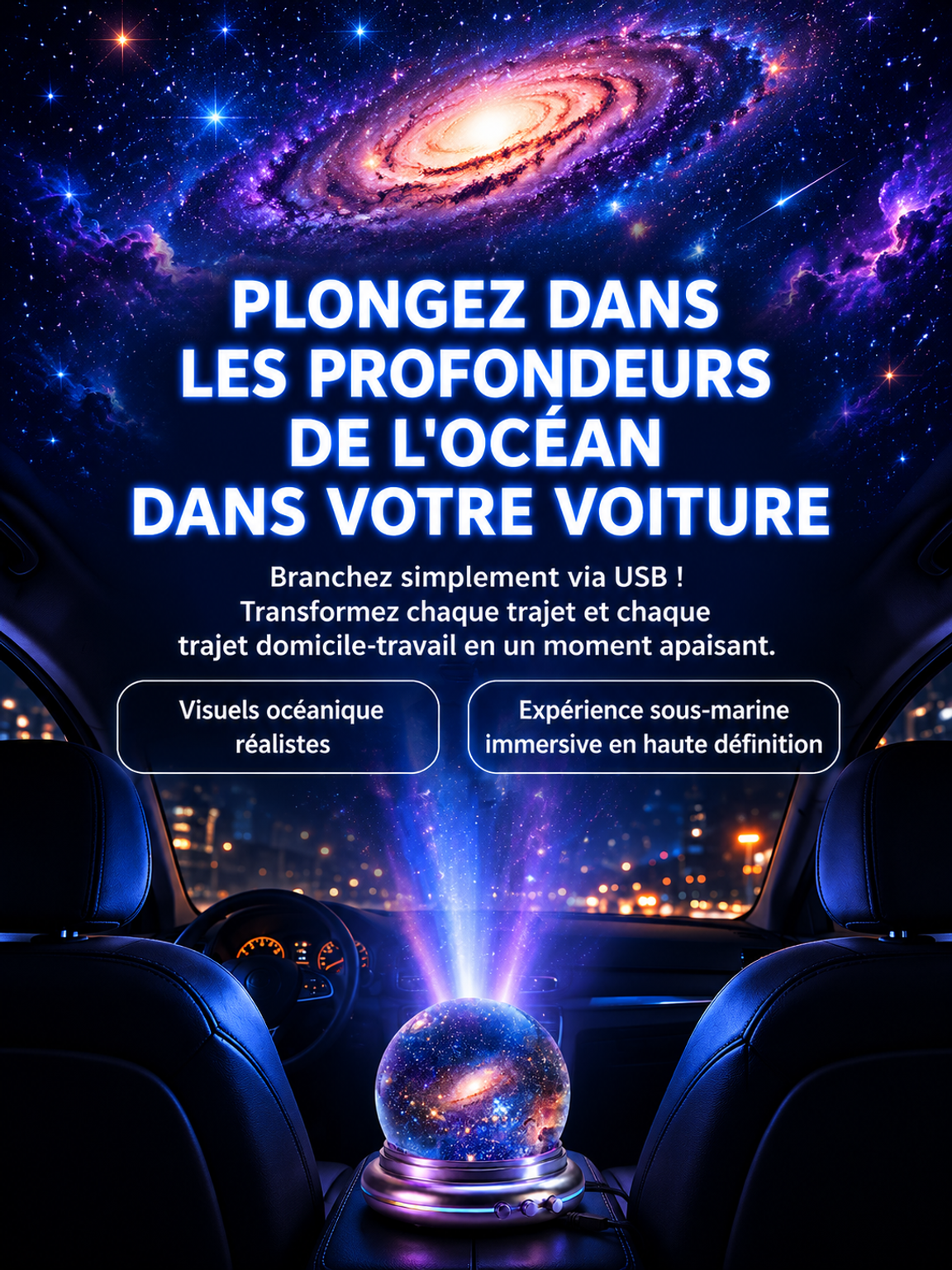 Topacme™ Lampe de projection holographique 5D Océan & Galaxie. En 1 seconde, métamorphosez n'importe quel espace banal en un univers sous-marin de rêve !