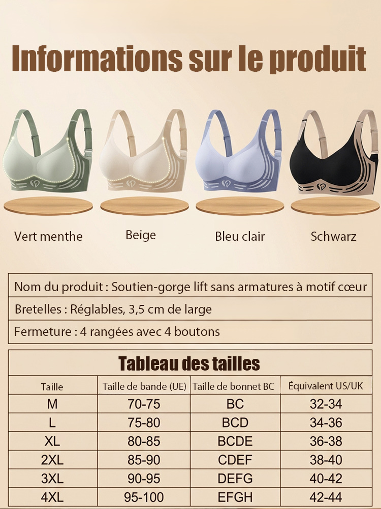 [10 kg de finesse en apparence] Soutien-gorge 3D à contraste sans armatures 💖 | 2 bonnets en moins | Effet anti-affaissement | Invisible et sans coutures | Respirant 🌸