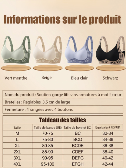 [10 kg de finesse en apparence] Soutien-gorge 3D à contraste sans armatures 💖 | 2 bonnets en moins | Effet anti-affaissement | Invisible et sans coutures | Respirant 🌸