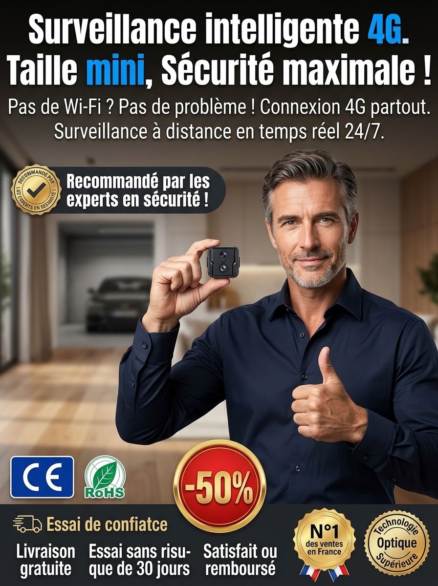 💰 Réseau Gratuit à Vie & 0€ d'Abonnement. Caméra HD sans fil invisible 🚀 Technologie Française - Installation en 5 secondes!