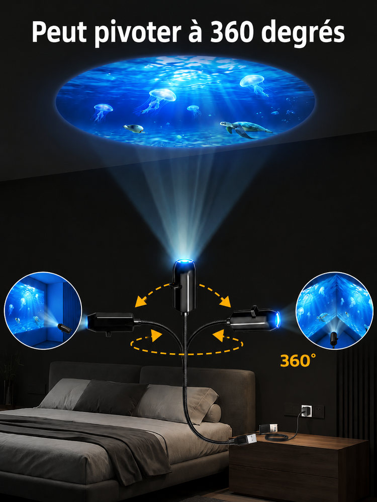 Comauo™ – Projecteur Océan & Ciel Étoilé : Projection Holographique 3D Ultra-HD. Transformez votre pièce en un aquarium d'un réalisme saisissant en seulement 1 seconde !