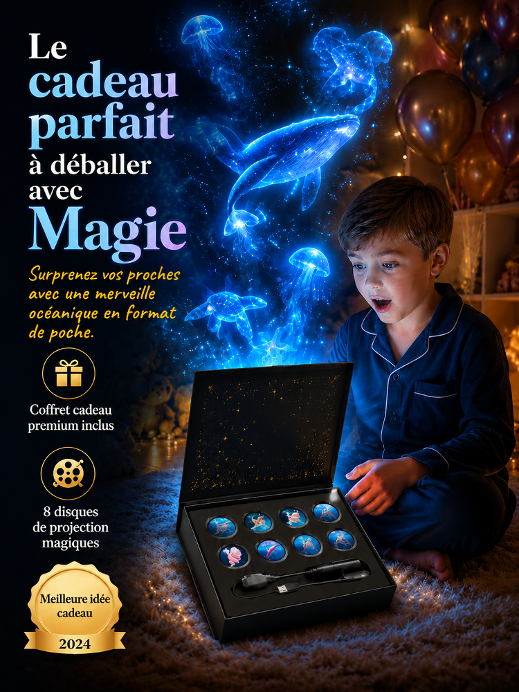 Comauo™ – Projecteur Océan & Ciel Étoilé : Projection Holographique 3D Ultra-HD. Transformez votre pièce en un aquarium d'un réalisme saisissant en seulement 1 seconde !