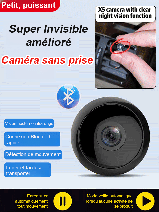 【Pas de câble, Pas de WiFi】Caméra de sécurité mini 4K invisible ✨ Sans fil et magnétique ✨ 100% anti-piratage 🛡️