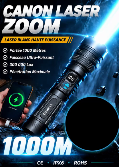 🔦 Le Power-Laser™ Ultime : 20 000 Lumens & Éclairez jusqu’à 5 km de distance
