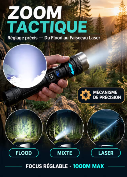 🔦 Le Power-Laser™ Ultime : 20 000 Lumens & Éclairez jusqu’à 5 km de distance