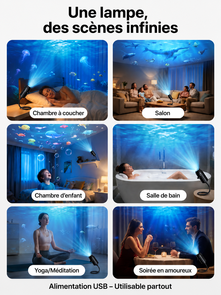 Comauo™ – Projecteur Océan & Ciel Étoilé : Projection Holographique 3D Ultra-HD. Transformez votre pièce en un aquarium d'un réalisme saisissant en seulement 1 seconde !