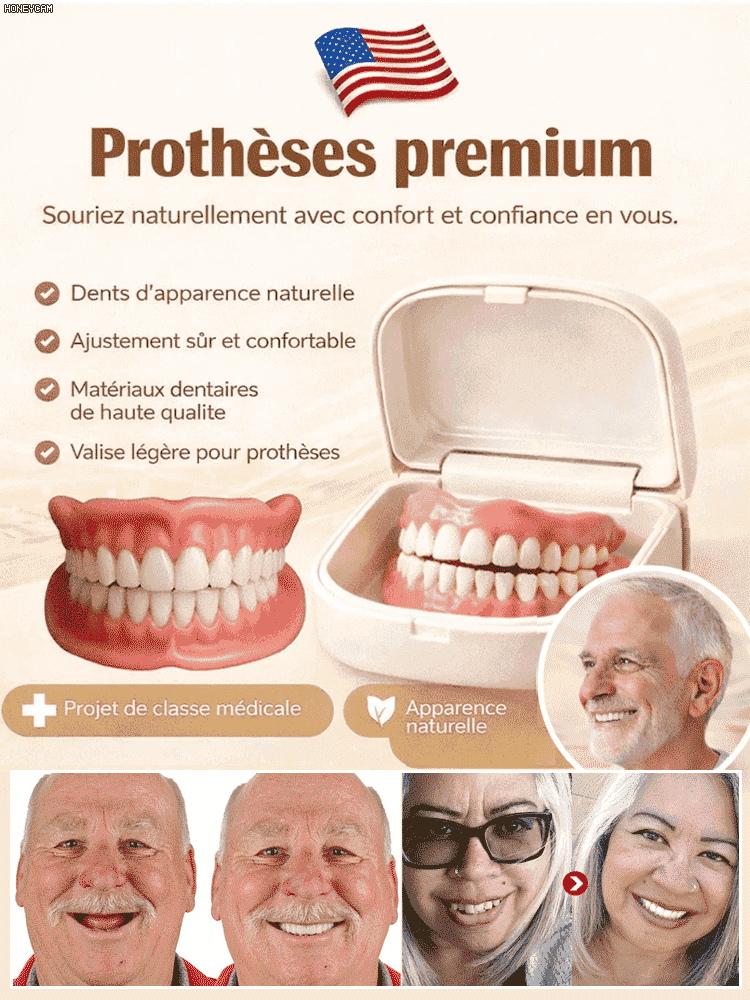 Sans colle, sans dentiste et sans rendez-vous ! | En 1 minute, parfaitement ajusté【Avec étui de prothèse portable】Prothèse qui redonne le sourire