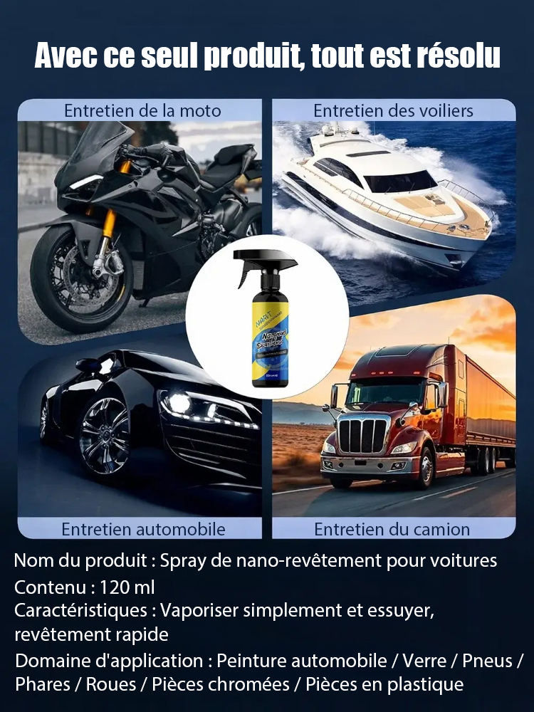 [8 mois de propreté sans laver la voiture] Spray de revêtement nano pour voiture | ⚡Application en 15 min – sans polissage ni rinçage