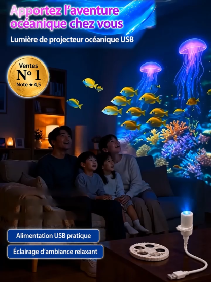Comauo™ – Projecteur Océan & Ciel Étoilé : Projection Holographique 3D Ultra-HD. Transformez votre pièce en un aquarium d'un réalisme saisissant en seulement 1 seconde !