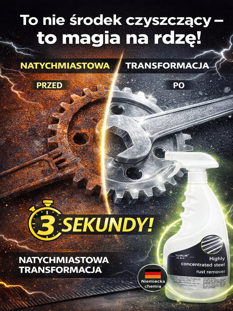 【✨Usuń rdzę w 3 sekundy!⚡】✋Bez szlifowania, bez drapania – po prostu rozpyl! Szybki odrdzewiacz