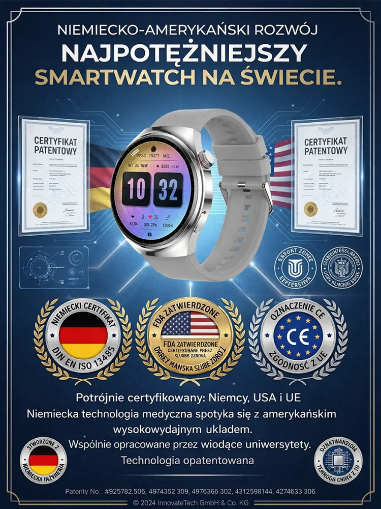 【Polecane przez lekarzy】Najnowsza generacja inteligentnego zegarka zdrowotnego! 🩸Bezbolesny pomiar glukozy – bez nakłuć! Pomiary dożywotnie za darmo!