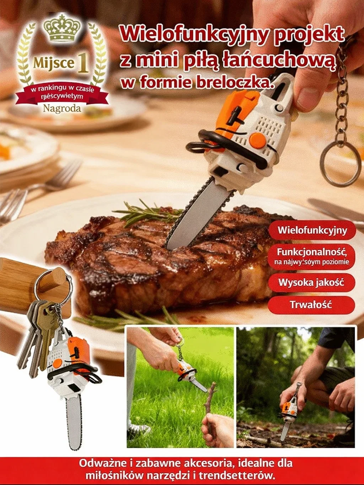 【Prawdziwy silnik, Prawdziwy łańcuch!】Najmniejsza na świecie, w pełni działająca benzynowa piła łańcuchowa – Przenośna mini piła łańcuchowa brelok do kluczy