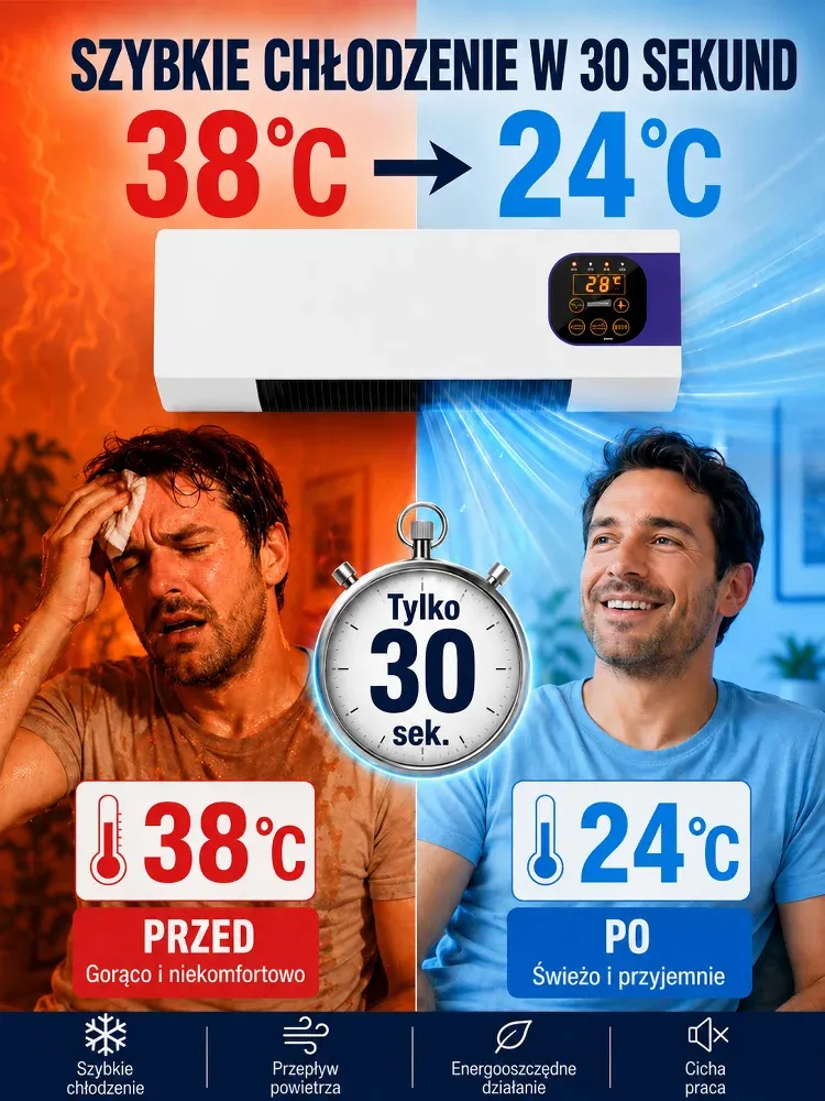 Klimatyzator ścienny z funkcją chłodzenia i ogrzewania