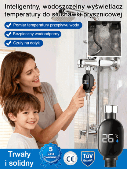 💦Nagrzewa się w 3 sekundy! Gorąca woda na wyciągnięcie ręki.🔥 Wyświetlacz temperatury do inteligentnego, wodoodpornego prysznica