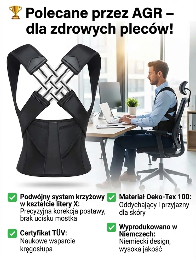  ✨ Tylko 10 minut dziennie – efekty widoczne po 7 dniach! Pas korekcyjny zapobiegający garbieniu się