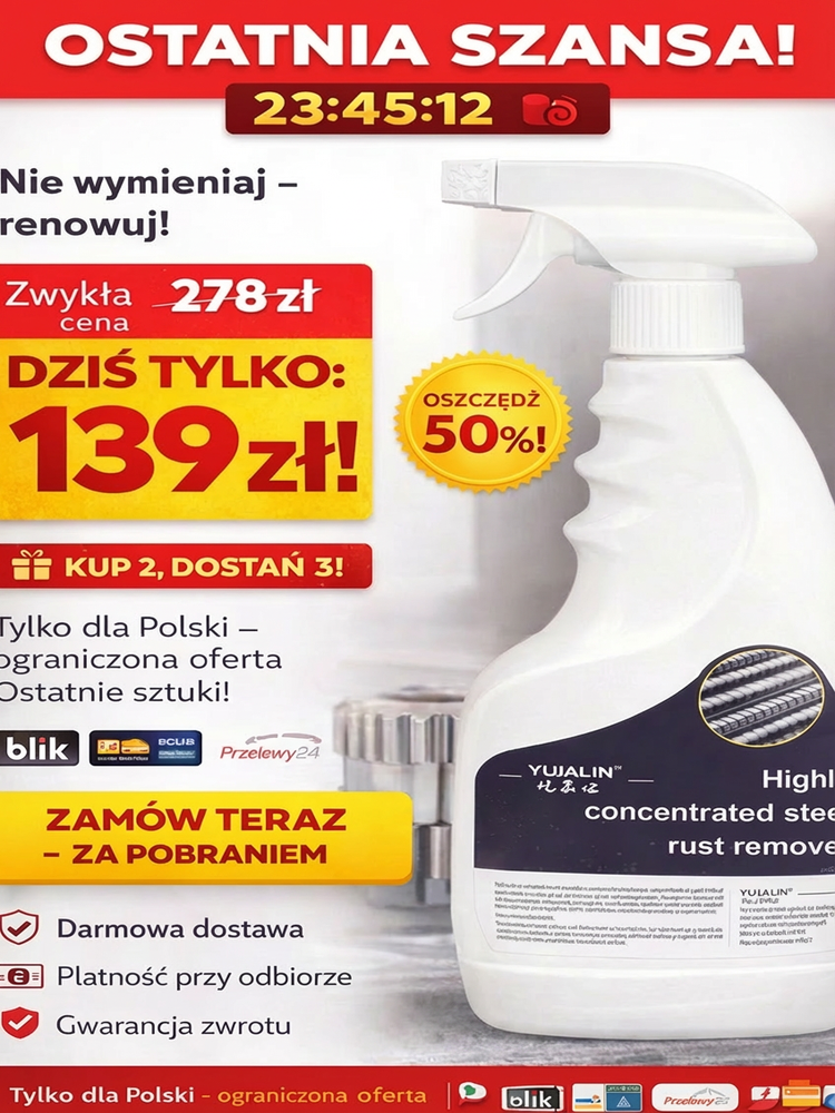 【✨Usuń rdzę w 3 sekundy!⚡】✋Bez szlifowania, bez drapania – po prostu rozpyl! Szybki odrdzewiacz