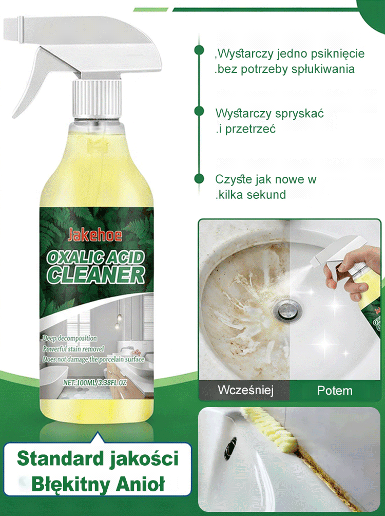 ✨Koniec z drapaniem! 🧼Usuwa nawet 10-letni kamień wodny w zaledwie 3 sekundy! Środek czyszczący z kwasem szczawiowym