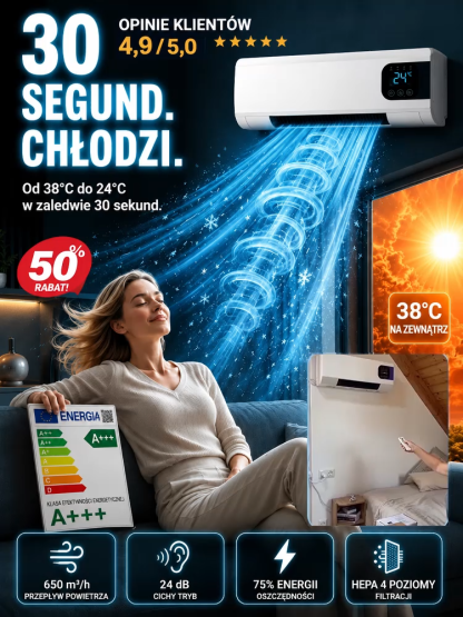 Klimatyzator ścienny z funkcją chłodzenia i ogrzewania