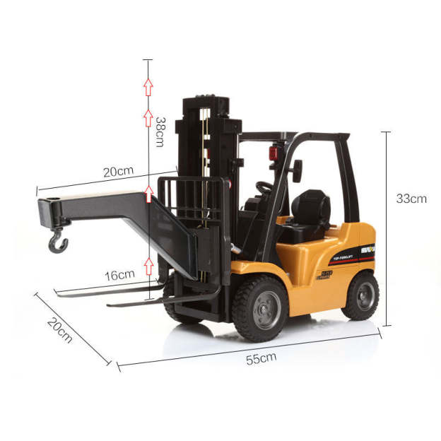 577 1/10 RC Forklift Model Truck Toys 2.4G Remote Control 8CH Car Battery Hook Light Sound