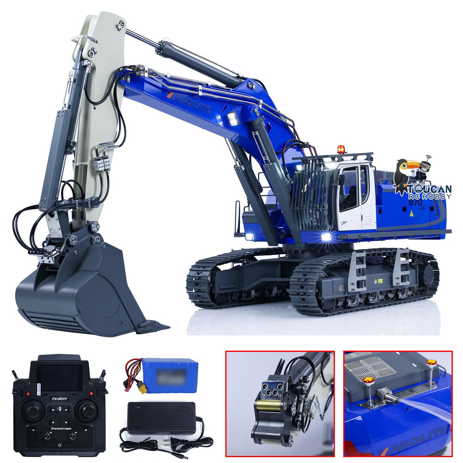  K970-100S Pro Version 1/14 Hydraulic RC Excavator Digger Metal Construction Vehicles Ready to Run with Smoker Light Sound