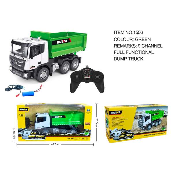  1/18 1556 9CH RC Dumper Tipper Truck Model Car Battery 2.4G Remote Control Toy Best Gift