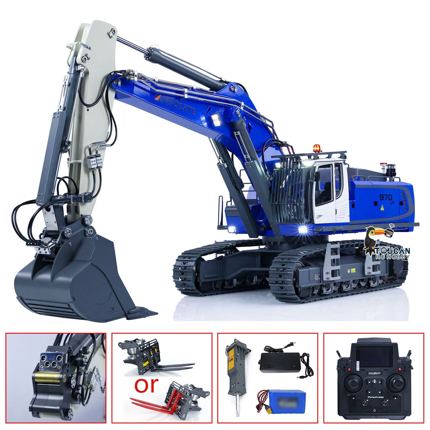  K970-100S Pro Version 1/14 Hydraulic RC Excavator Digger Metal Construction Vehicles Ready to Run with Smoker Light Sound