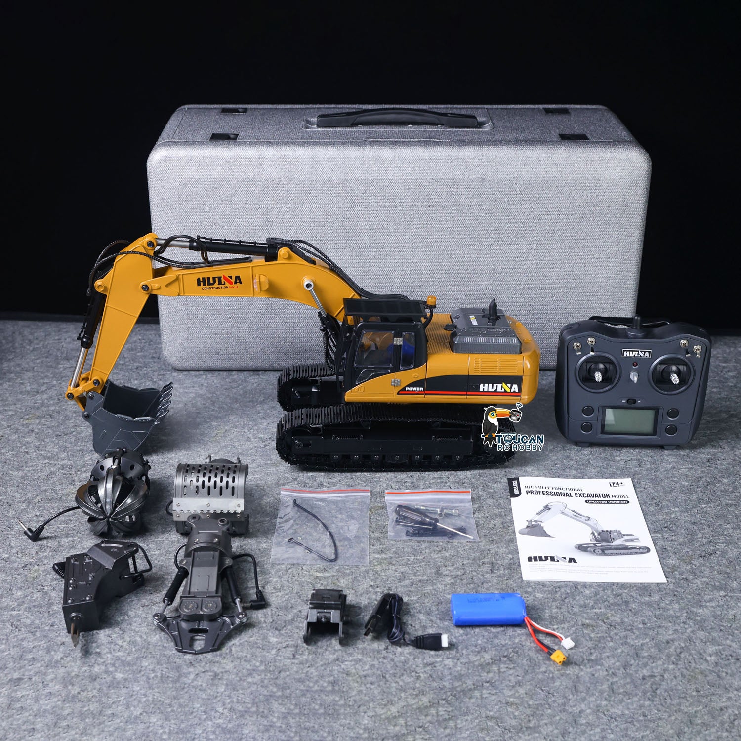 New Upgrade  1/14 Metal Excavator Model Engineering Vehicle 580 Electric Ball Grabber 360 Rotating Shear Claw Sound Lights