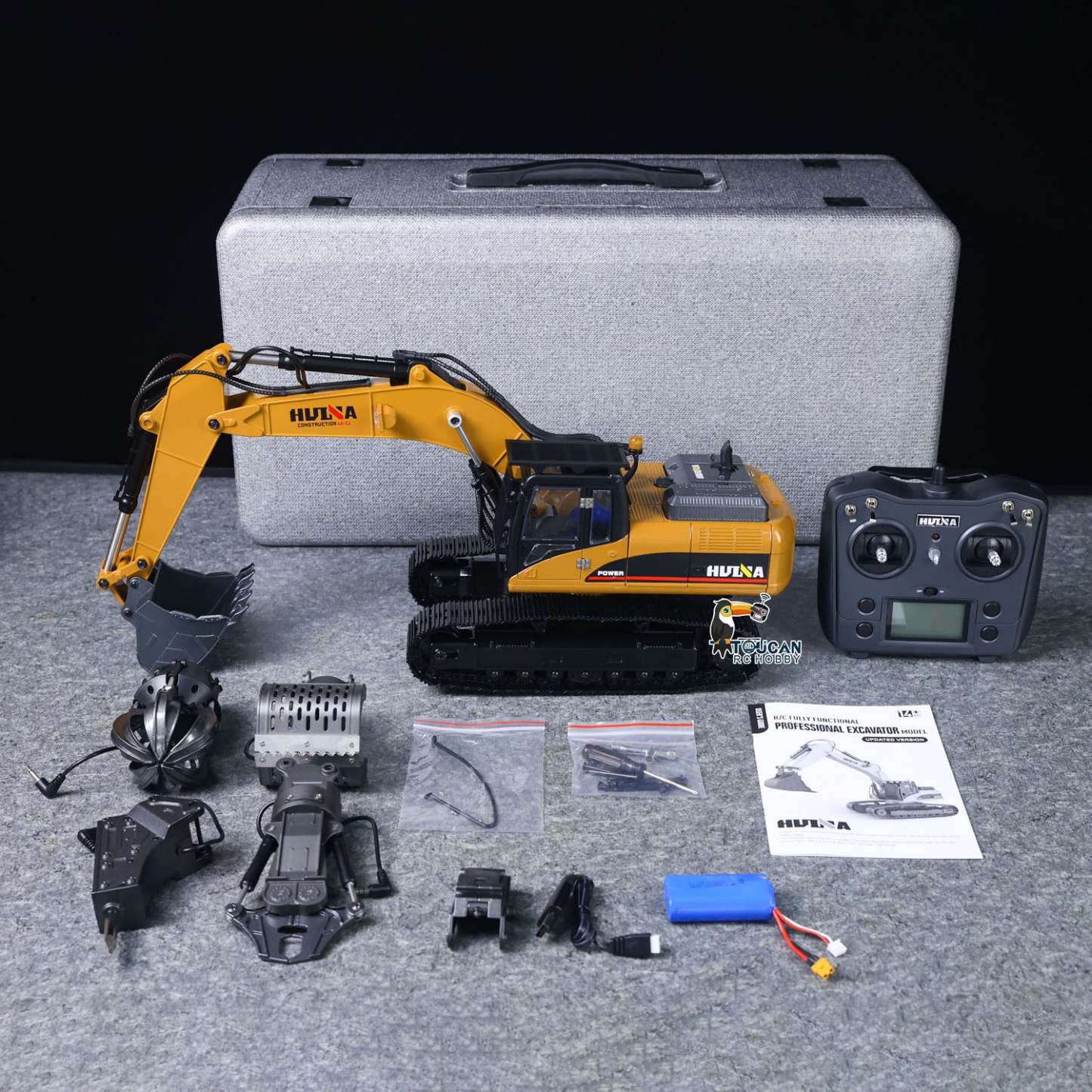 New Upgrade  1/14 Metal Excavator Model Engineering Vehicle 580 Electric Ball Grabber 360 Rotating Shear Claw Sound Lights