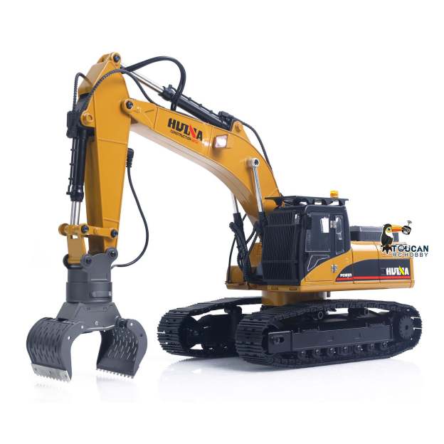 New Upgrade  1/14 Metal Excavator Model Engineering Vehicle 580 Electric Ball Grabber 360 Rotating Shear Claw Sound Lights