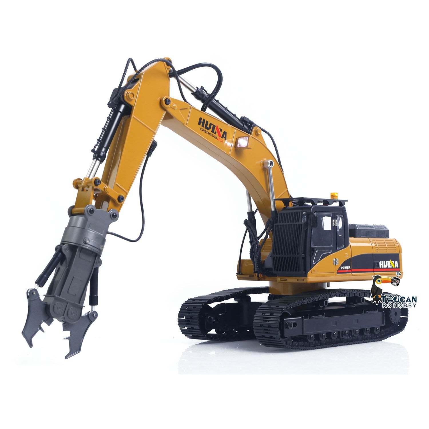 New Upgrade  1/14 Metal Excavator Model Engineering Vehicle 580 Electric Ball Grabber 360 Rotating Shear Claw Sound Lights