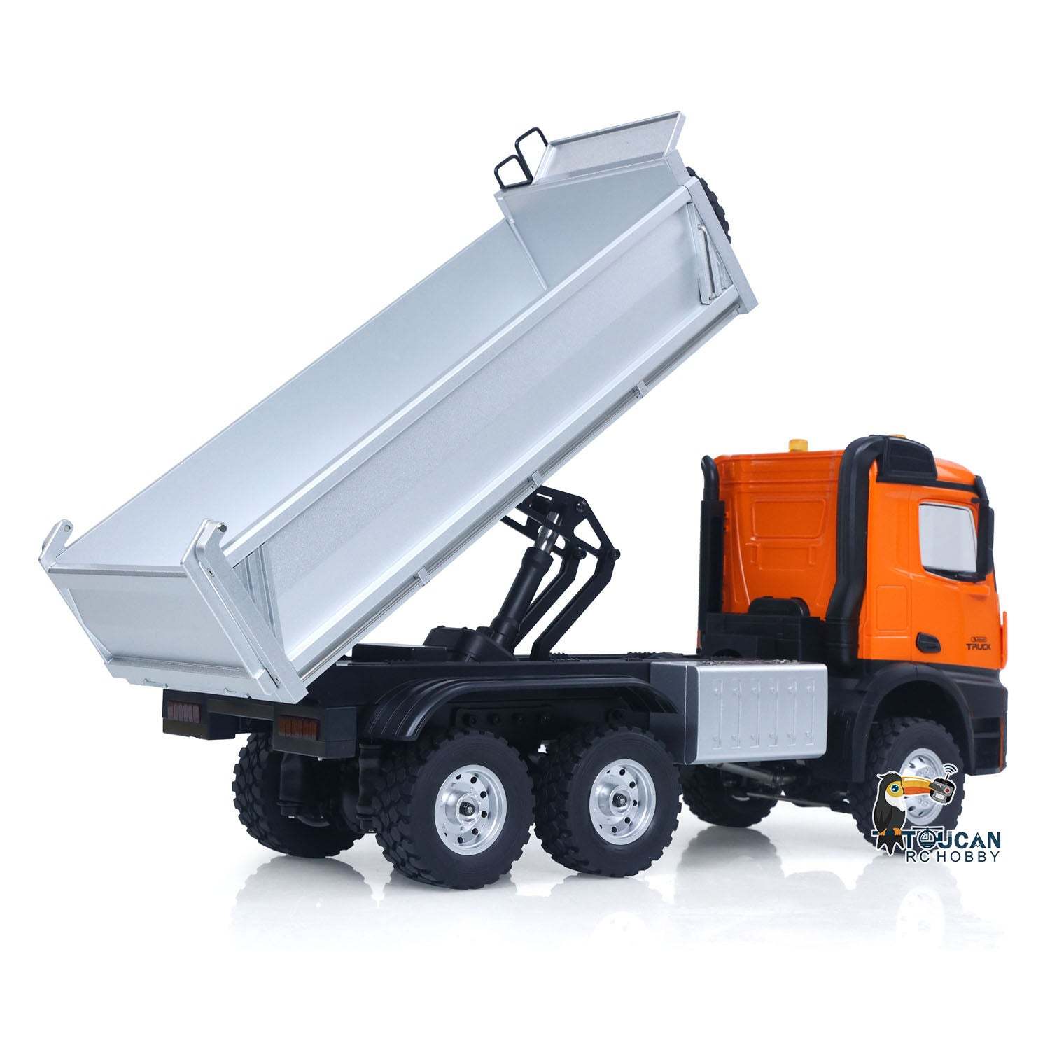 1/14  1598 2.4G Remote Control Dumper 6x6 Engineering Transport Vehicle Lifting Rod Tipper Car Light Sound Battery Toys