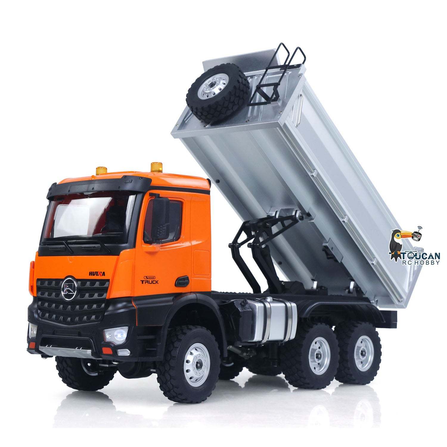 1/14  1598 2.4G Remote Control Dumper 6x6 Engineering Transport Vehicle Lifting Rod Tipper Car Light Sound Battery Toys